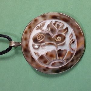 PRICE IS FIRM.  925 Hand Carved Butterfly Cameo, Brooch And Pendant. Italy.